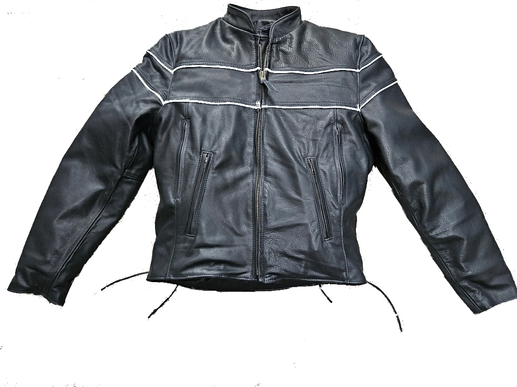 Men's  Leather Motorcycle Jacket reflect