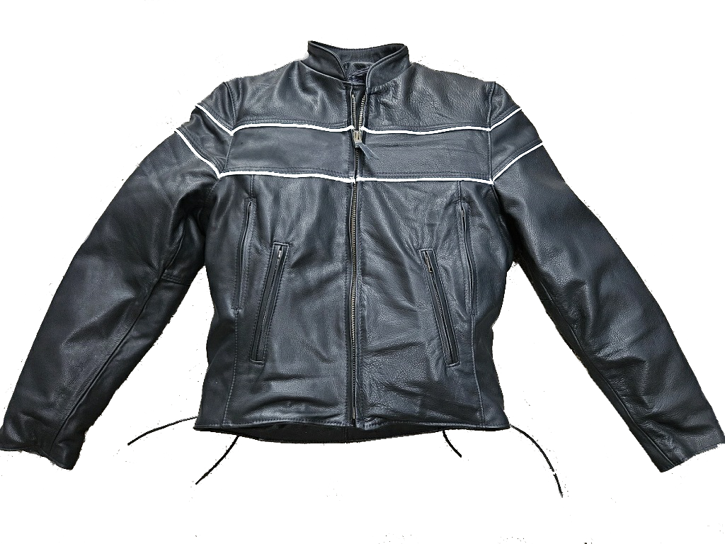 Men's  Leather Motorcycle Jacket reflect