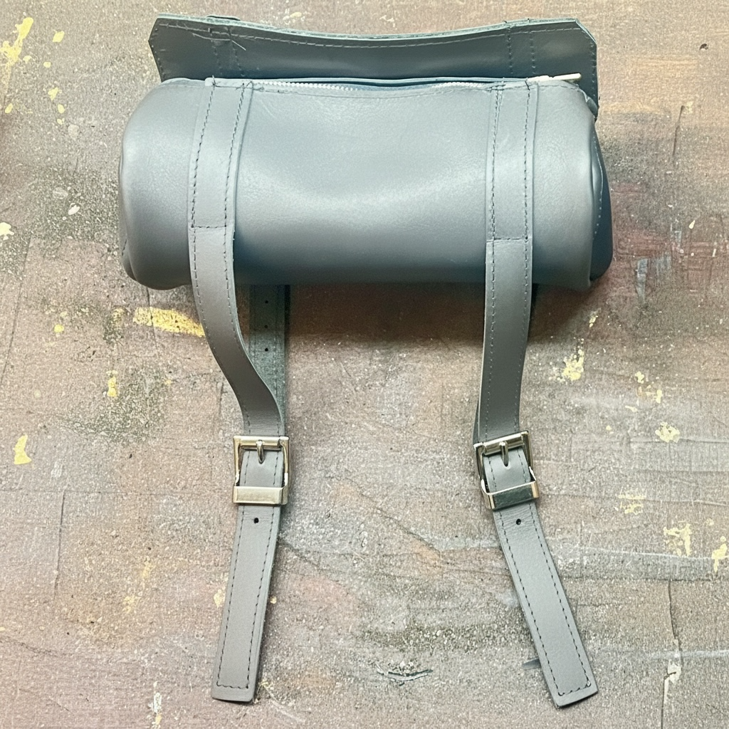Heavyweight Leather Motorcycle Handlebar Zippered Duffle