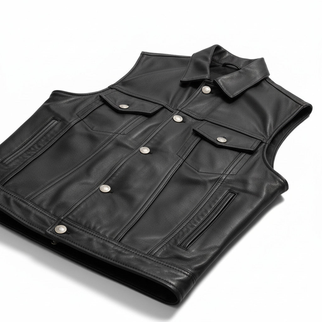 Men's •Levi Collared • Buffalo Nickel Snap Front  Pocket Vest